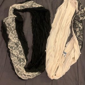 Set of 2 rose lace scarves